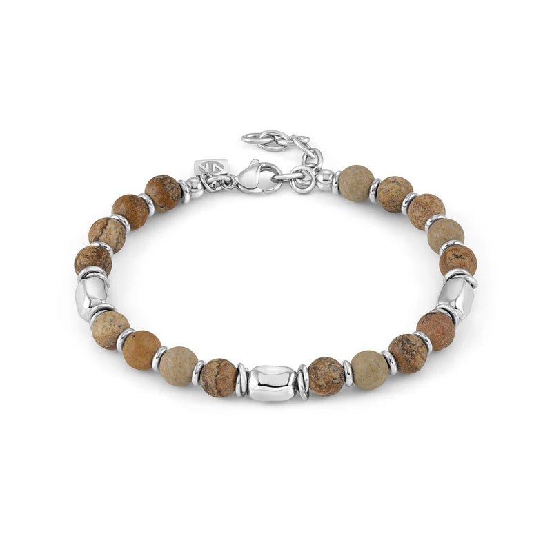 Nomination - Instinct Brown Paesina Stone Beaded Bracelet - Silver