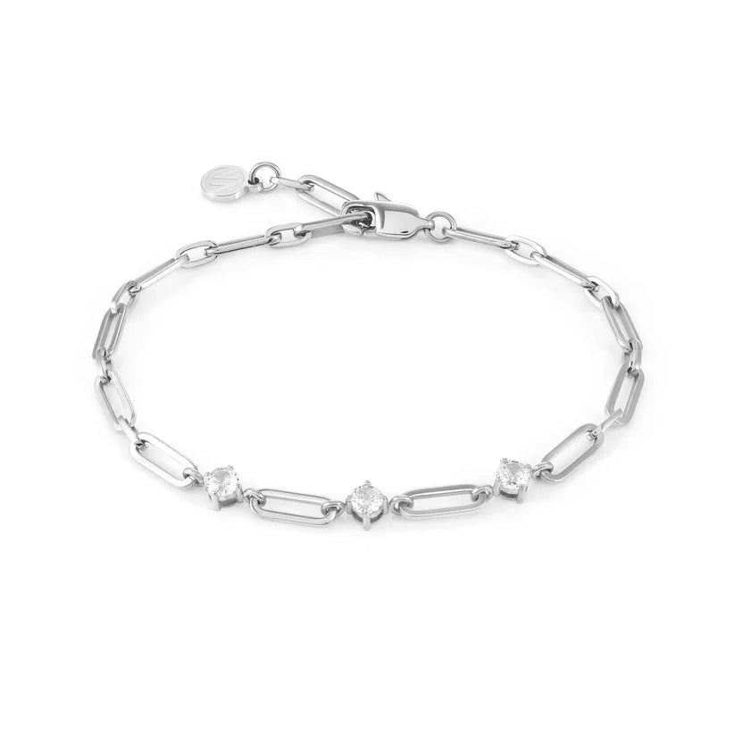 Nomination - Style Stainless Steel 3 Stone Link Chain Bracelet - Silver