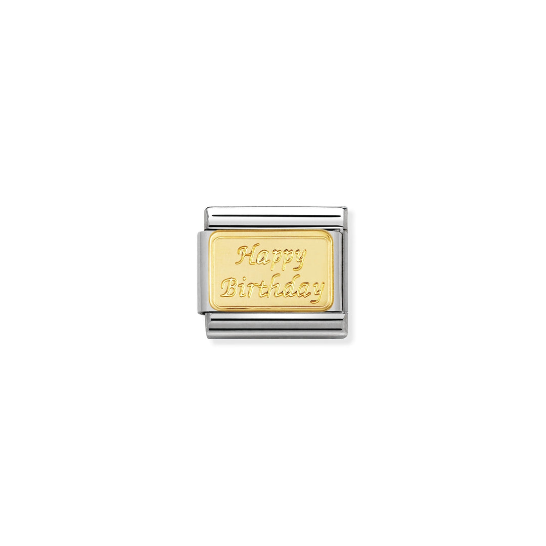 Nomination - Yellow Gold Classic Happy Birthday Engraved Charm
