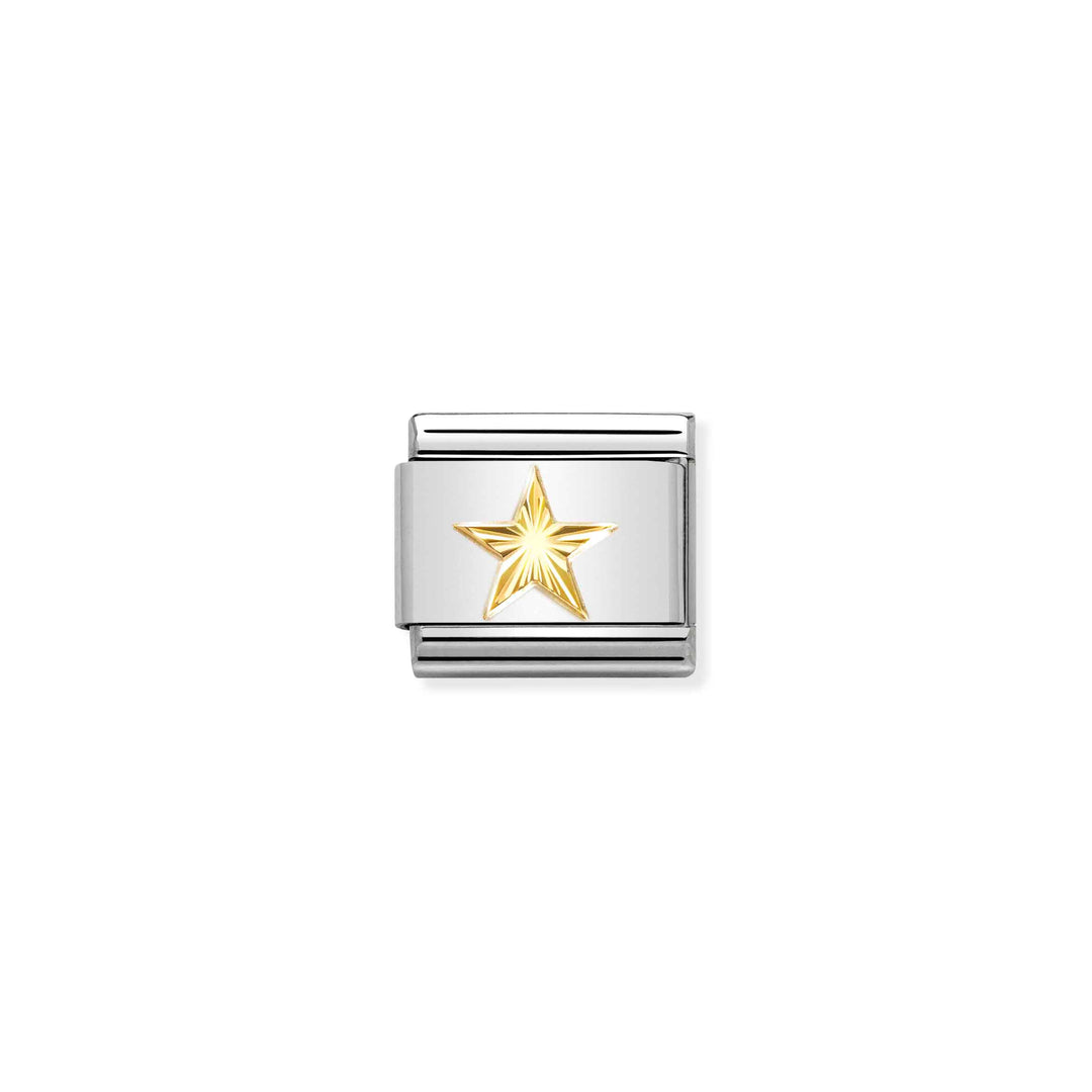 Nomination - Yellow Gold Etched Detail Star Charm