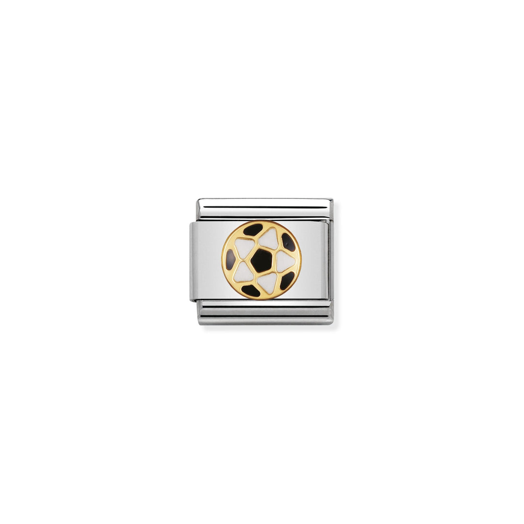 Nomination - Yellow Gold Classic Italian Football Black-White Ball Charm