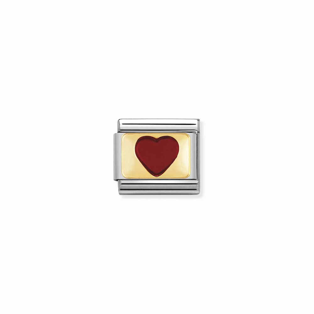 Nomination - Yellow Gold Classic Red Heart Charm