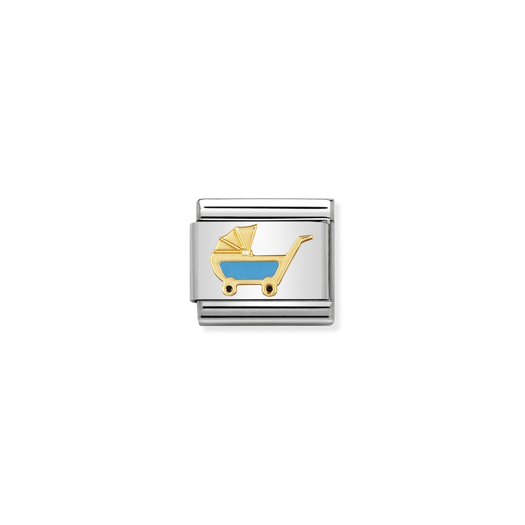 Nomination - Yellow Gold Classic Blue Pram Charm