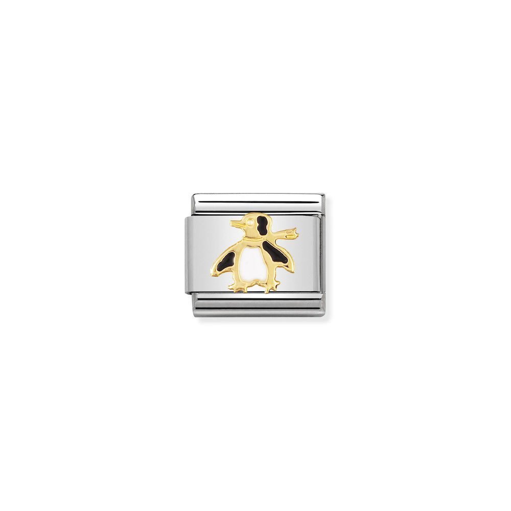 Nomination - Yellow Gold Enamel Penguin Charm