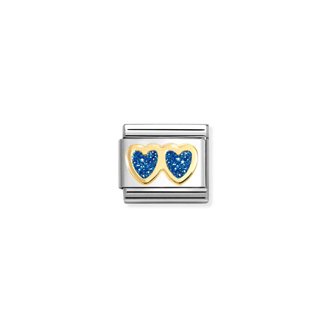 Nomination - Blue Glitter Double Heart Charm