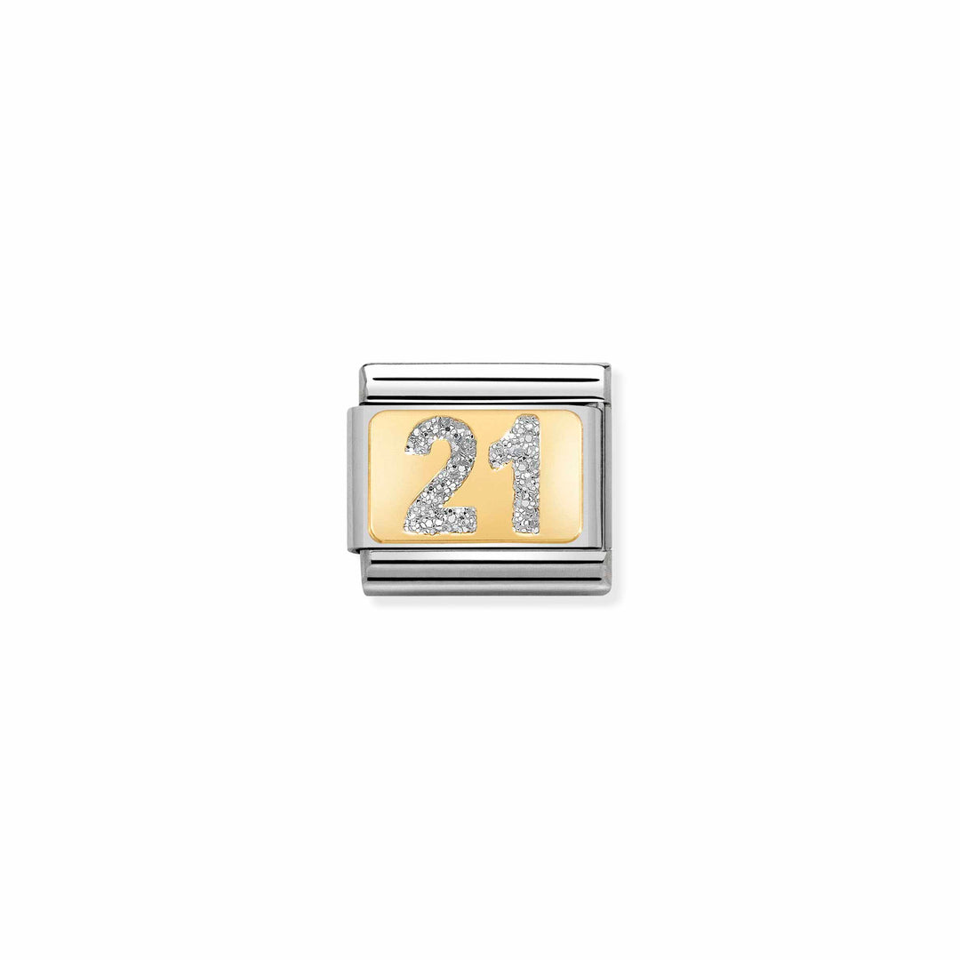 Nomination - Yellow Gold Classic Glitter 21 Silver Charm