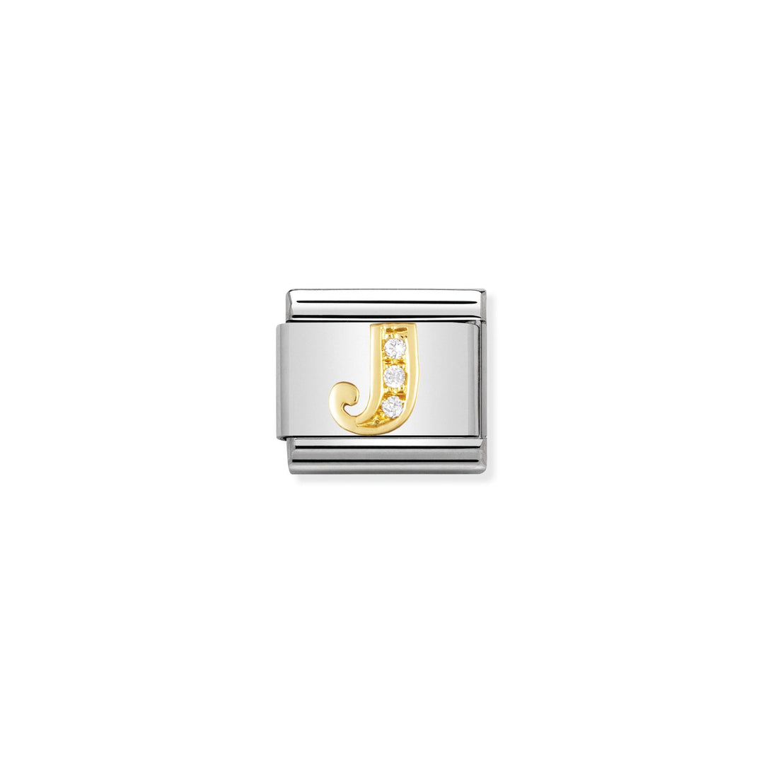 Nomination - Yellow Gold Classic Letters Cubic Zirconia J Charm