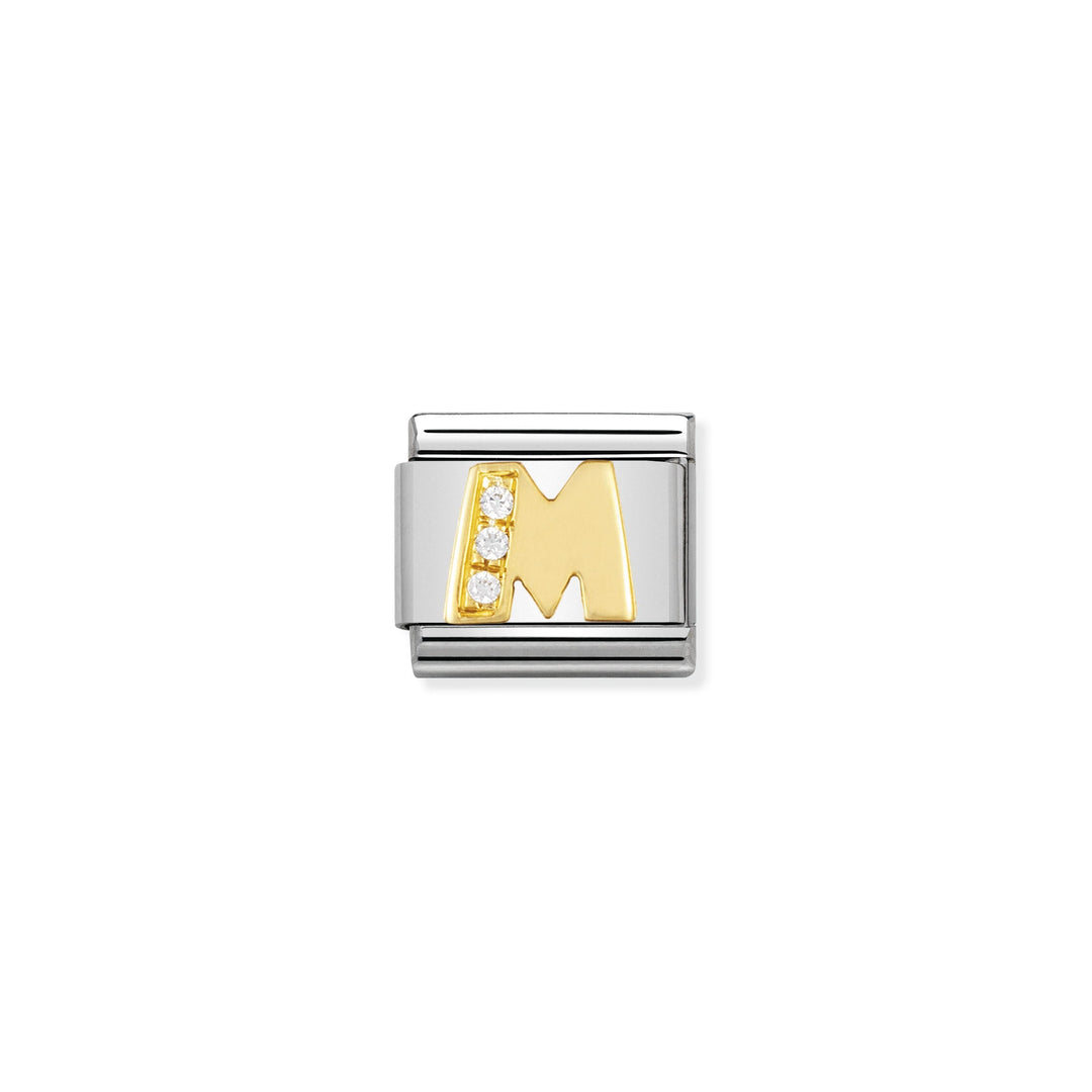 Nomination - Yellow Gold Classic Letters Cubic Zirconia M Charm