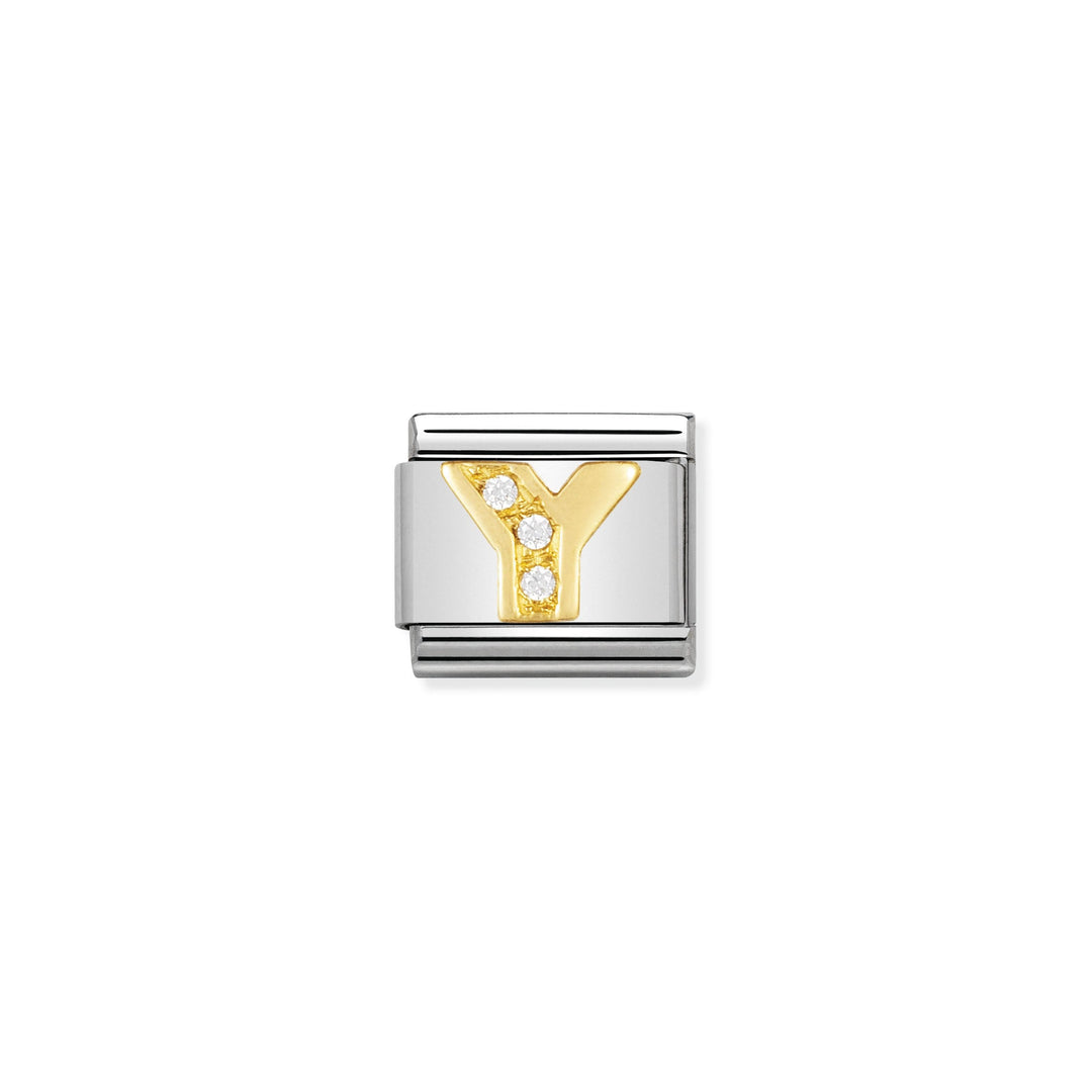 Nomination - Yellow Gold Classic Letters Cubic Zirconia Y Charm