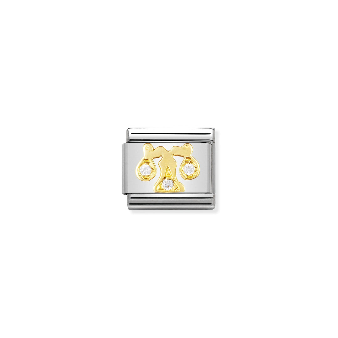 Nomination - Yellow Gold Classic Zodiac Cubic Zirconia Libra Charm