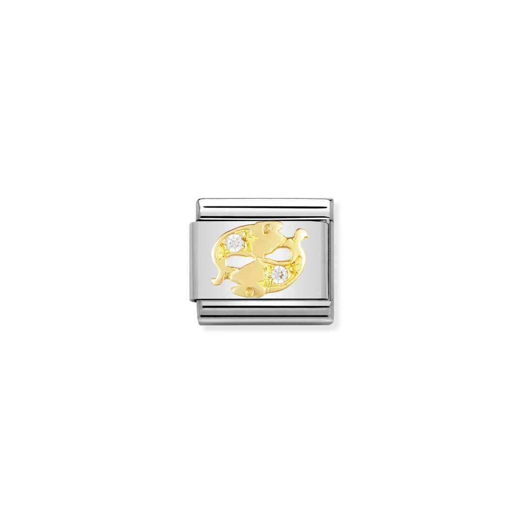 Nomination - Yellow Gold Classic Zodiac Cubic Zirconia Pisces Charm
