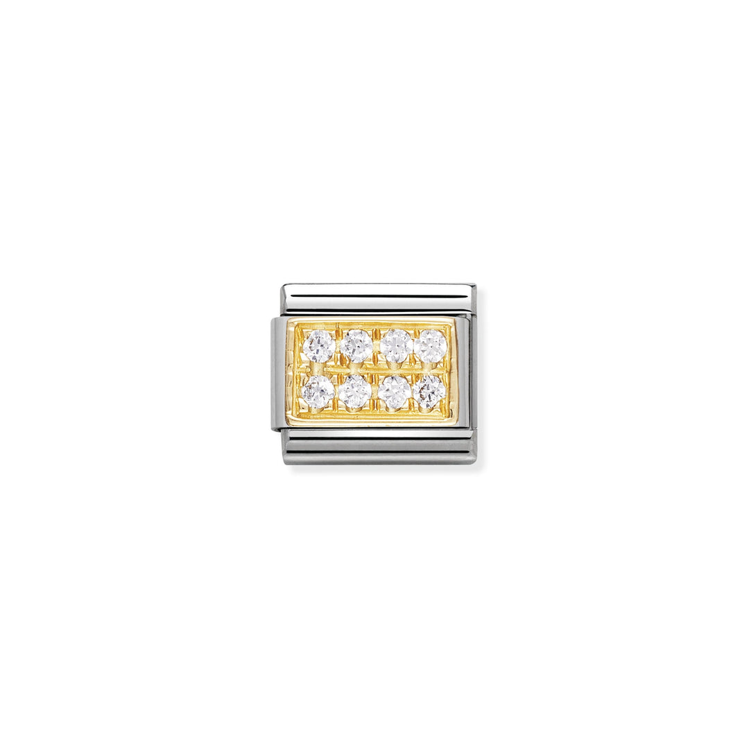 Nomination - Yellow Gold Classic Pave Cubic Zirconia White CZ Charm