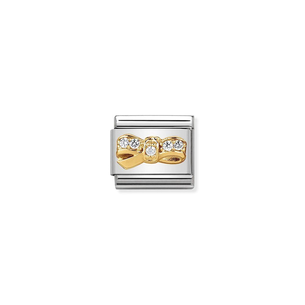Nomination - Yellow Gold CZ Bow Charm