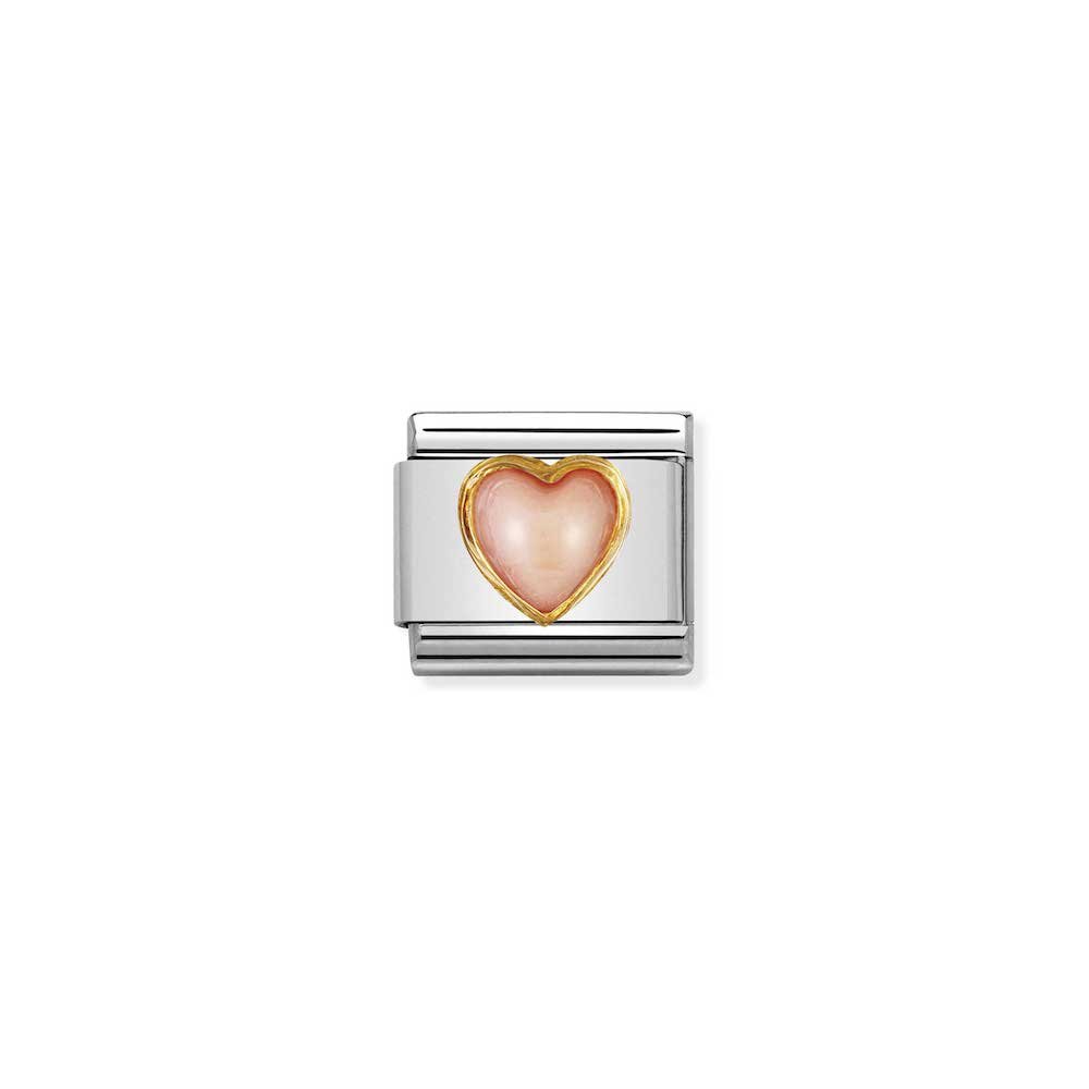 Nomination - Yellow Gold Heart With Pink Coral Charm