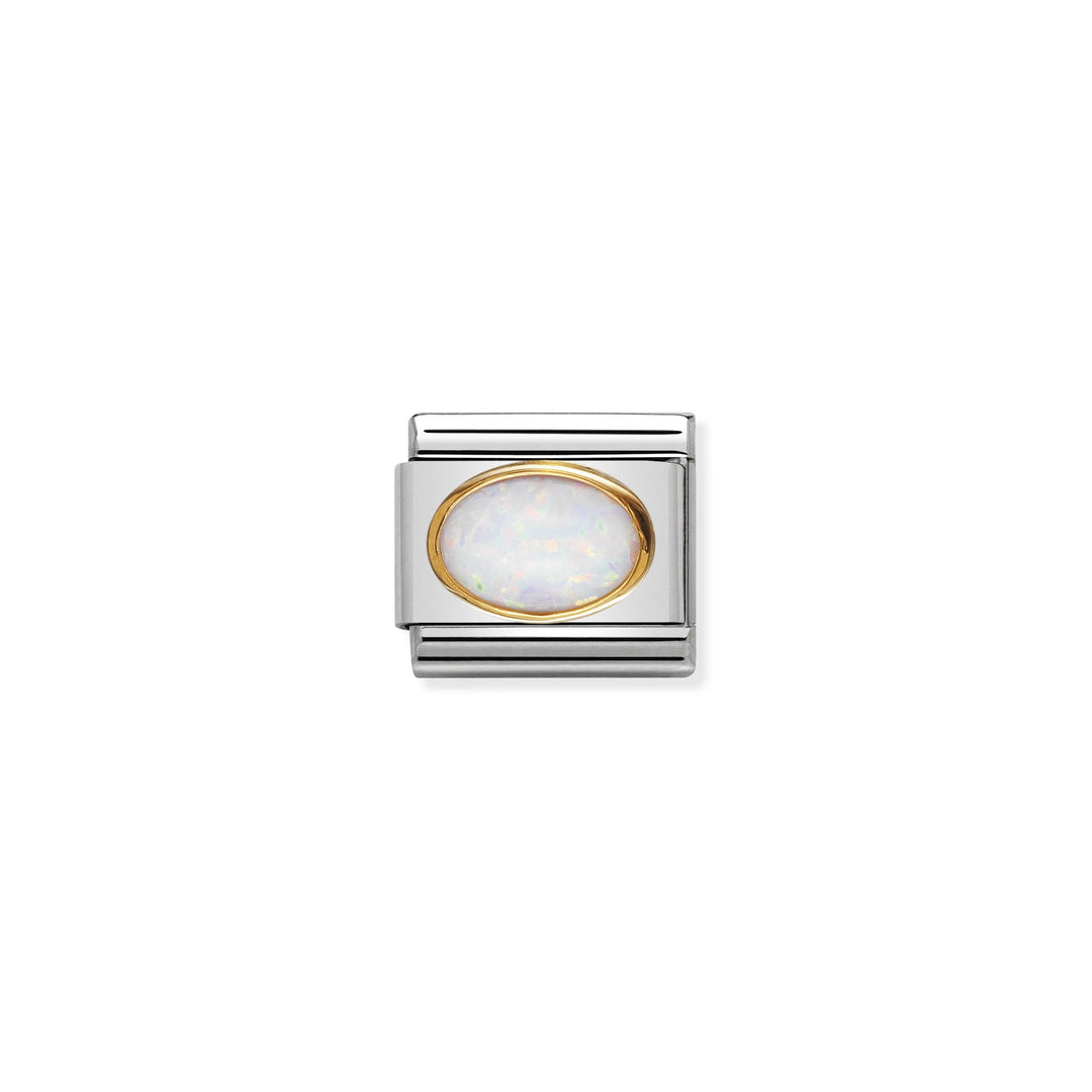 Nomination - Yellow Gold Classic Oval Hard Stones White Opal Charm