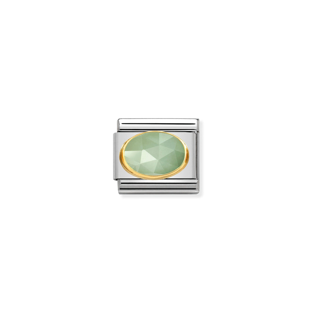 Nomination - Yellow Gold Classic Faceted Jade Sage Green Charm