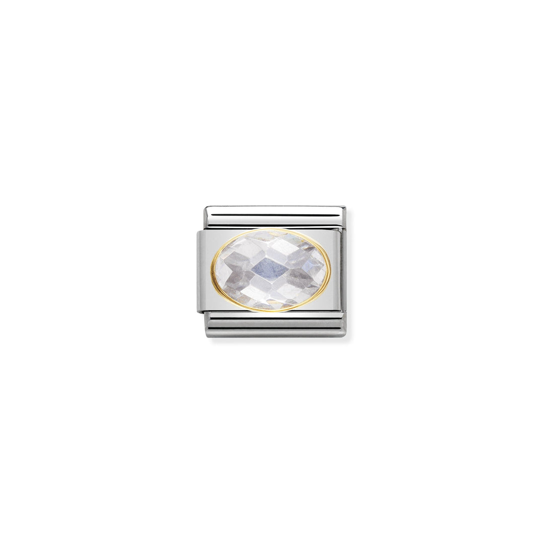 Nomination - Yellow Gold Classic Faceted Cubic Zirconia White Charm