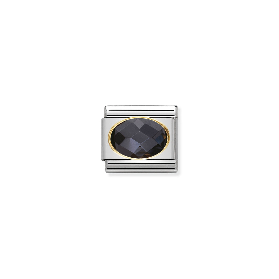 Nomination - Yellow Gold Classic Faceted Cubic Zirconia Black Charm