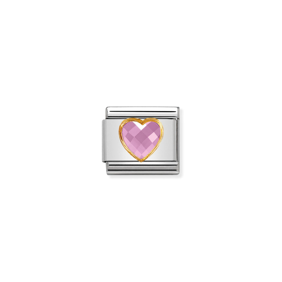 Nomination - Heart Faceted Gold Pink Charm