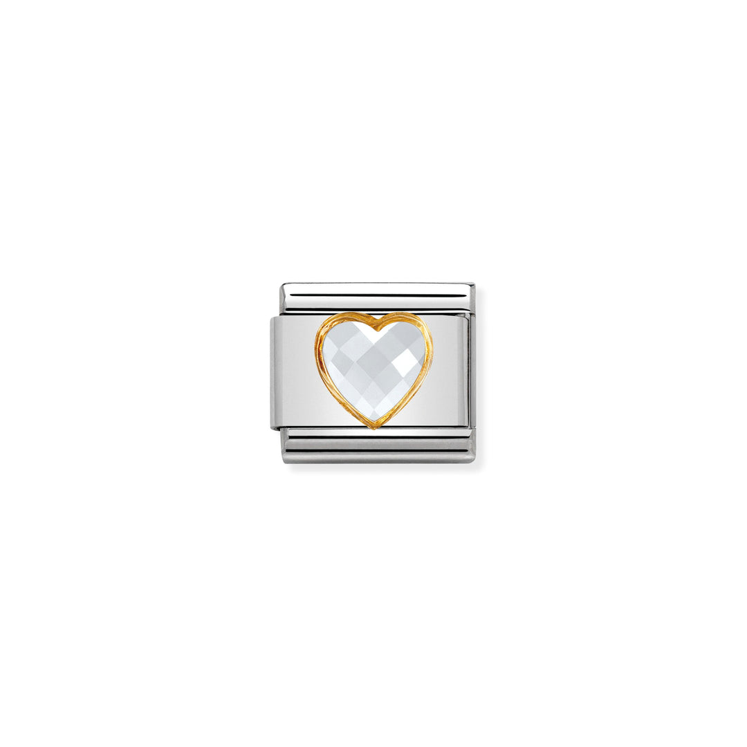 Nomination - Heart Faceted White Charm