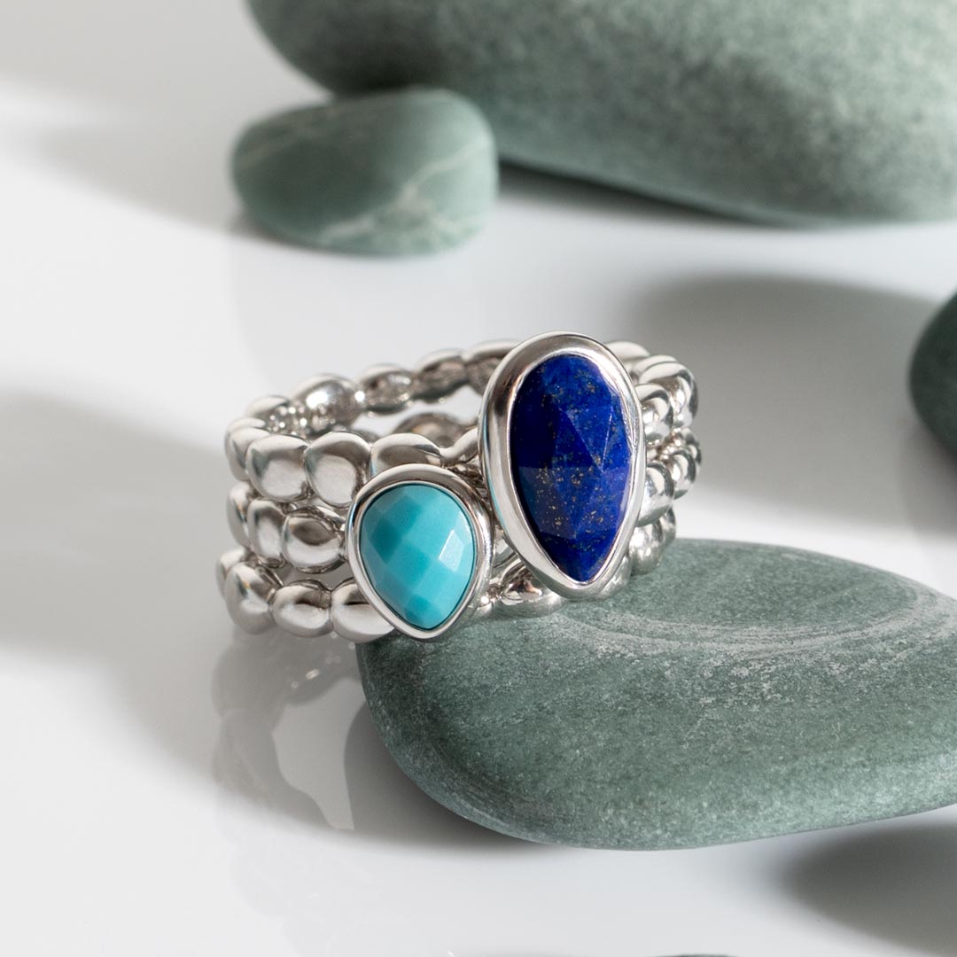 Kit Heath - Coast Pebble Azure Grande Lapis Lazuli Gemstone Ring - Silver