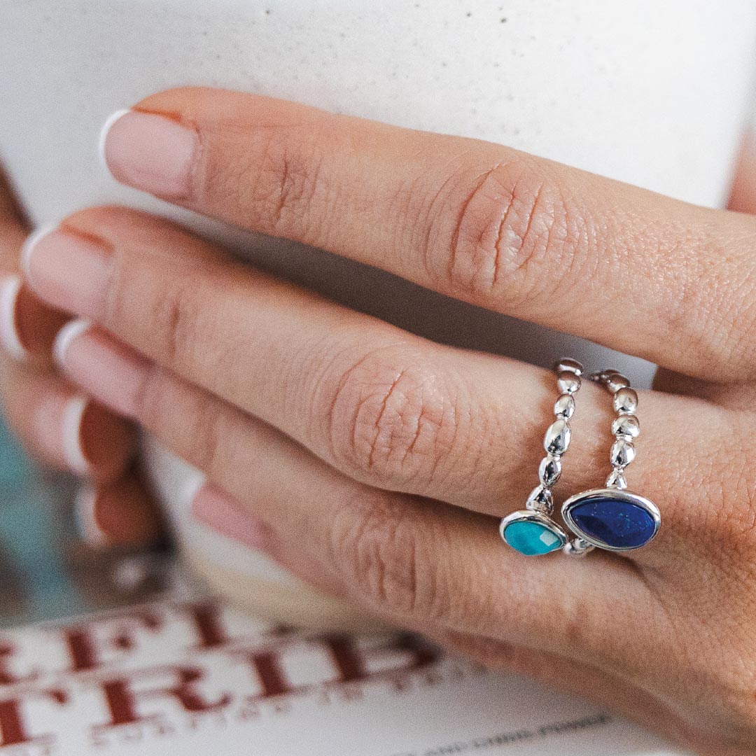 Kit Heath - Coast Pebble Azure Grande Lapis Lazuli Gemstone Ring - Silver