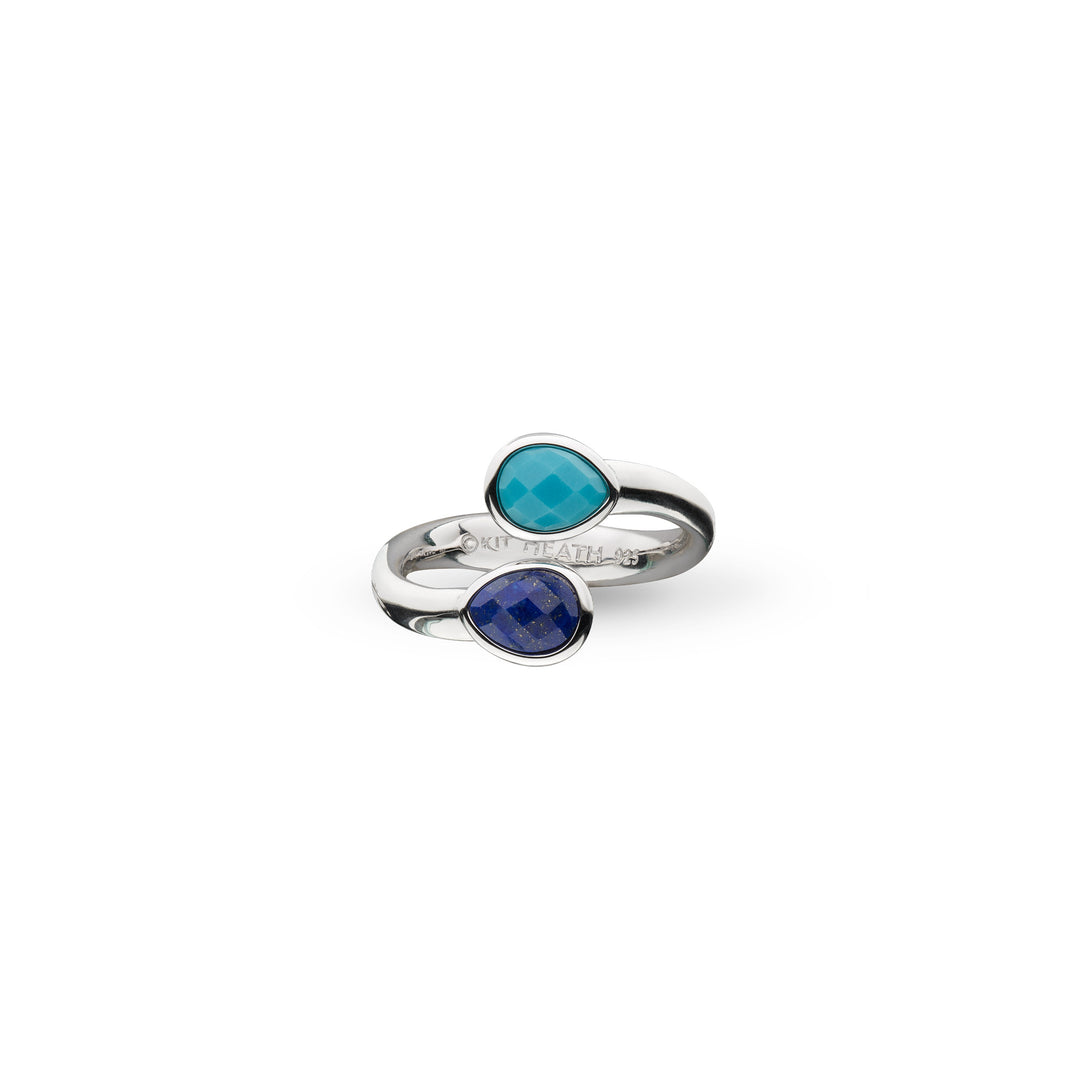 Kit Heath - Coast Pebble Azure Gemstone Open Crossover Ring - Silver