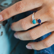 Kit Heath - Coast Pebble Azure Gemstone Open Crossover Ring - Silver