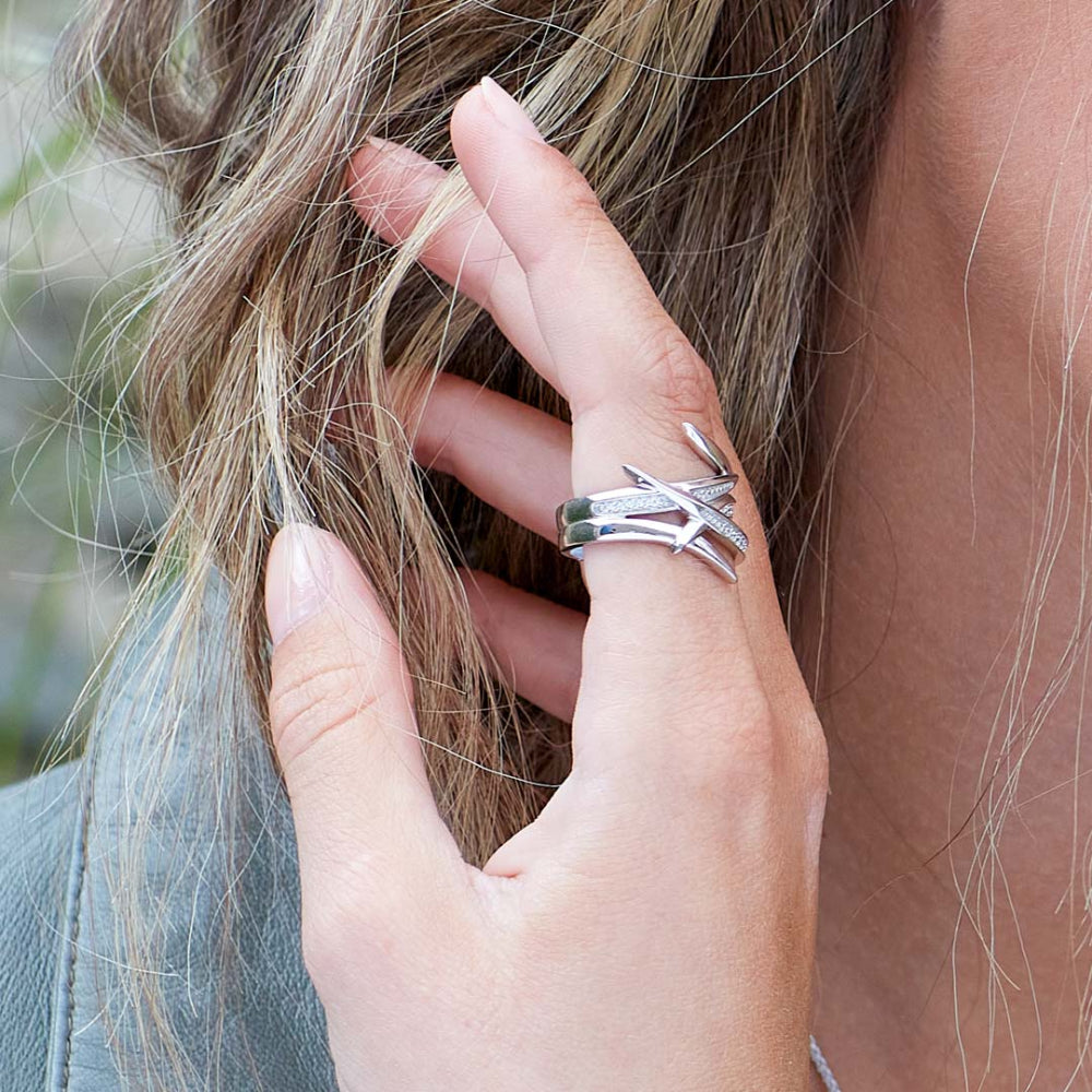 Kit Heath - Entwine Helix Wrap Pavé Ring - Silver