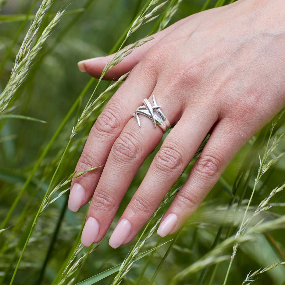 Kit Heath - Entwine Helix Wrap Pavé Ring - Silver