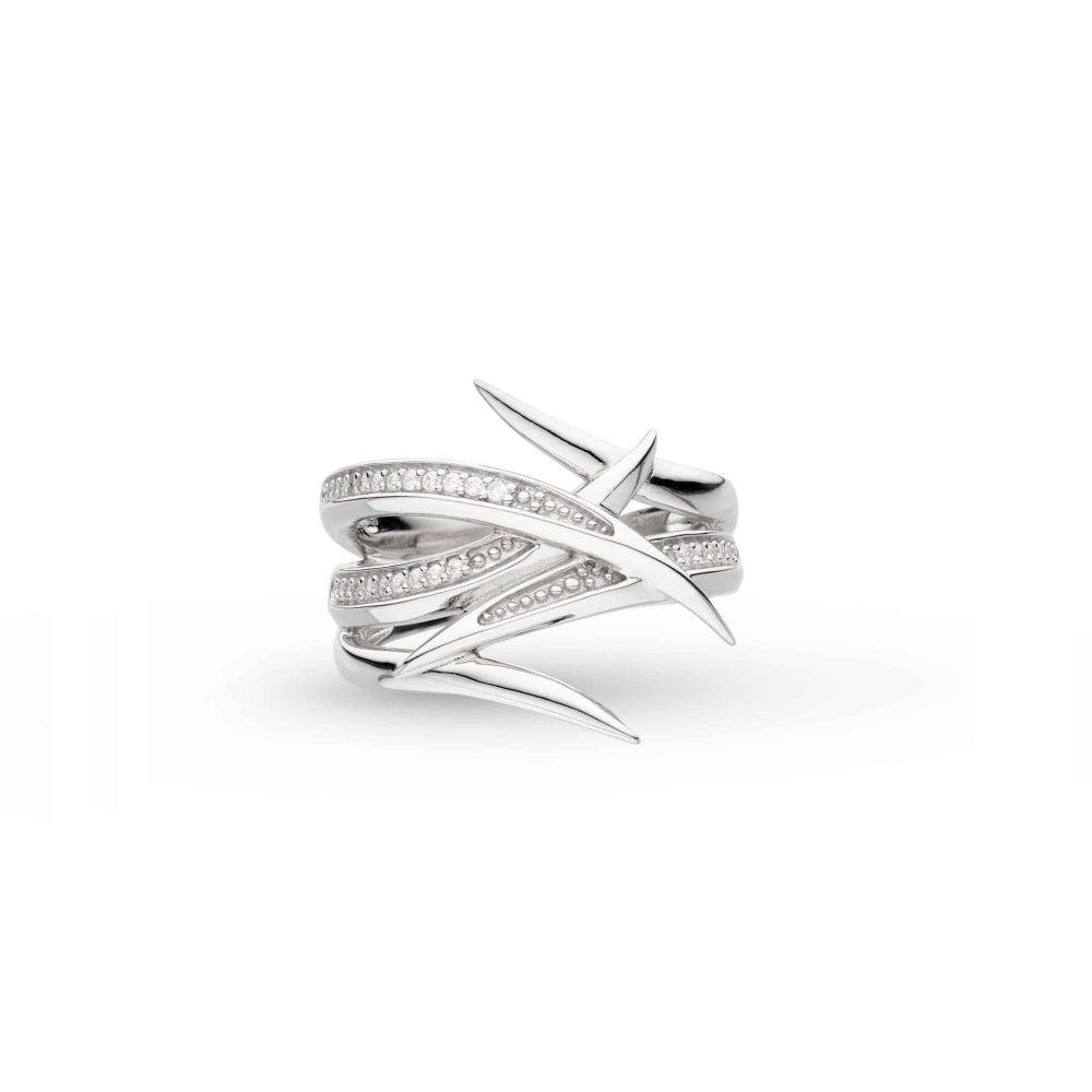 Kit Heath - Entwine Helix Wrap Pavé Ring - Silver