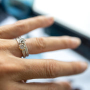 Kit Heath - Céleste Sun & Moon Pavé Duo Stacking Rings - Silver