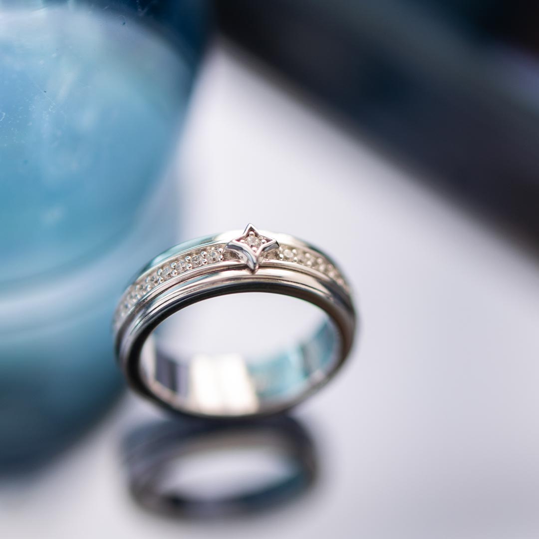 Kit Heath - Céleste Astoria Starburst Pavé Spinner Ring - Silver