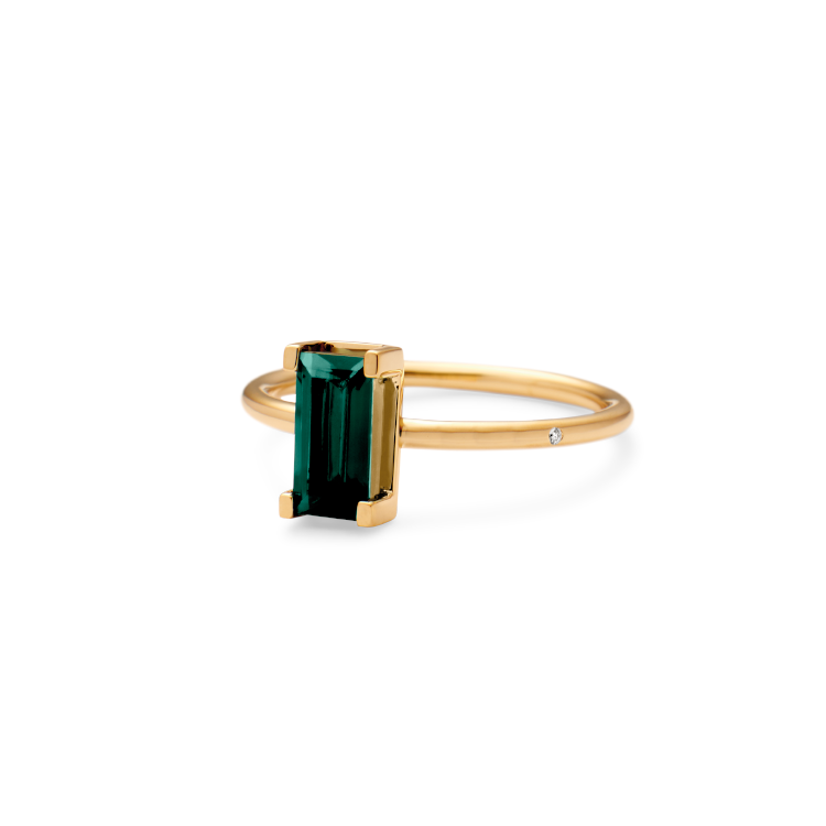 Ro Copenhagen - Nord Green Ring Turned - 18ct Yellow Gold