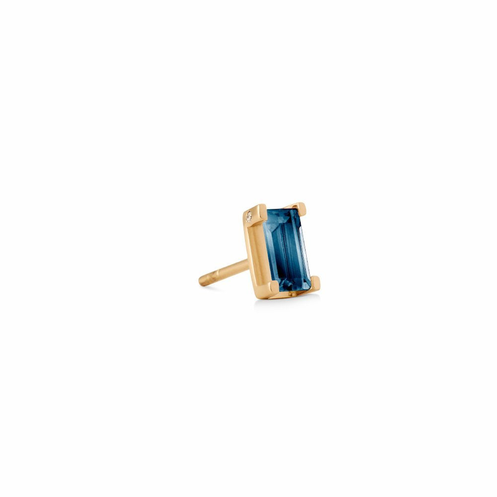 Ro Copenhagen - Nord London Blue Topaz Stud Single Earring - 18ct Yellow Gold