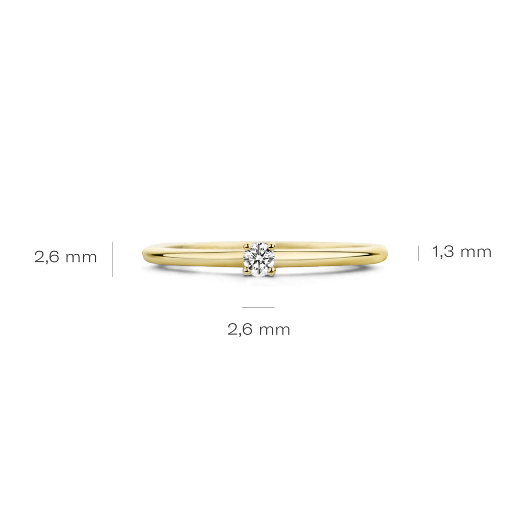 Blush - 2.6mm Solitaire CZ Ring - 14kt Yellow Gold