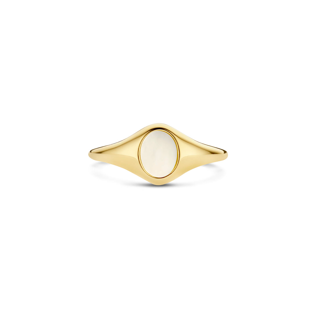 Blush - 1.4mm Mother of Pearl Signet Ring - 14kt Yellow Gold