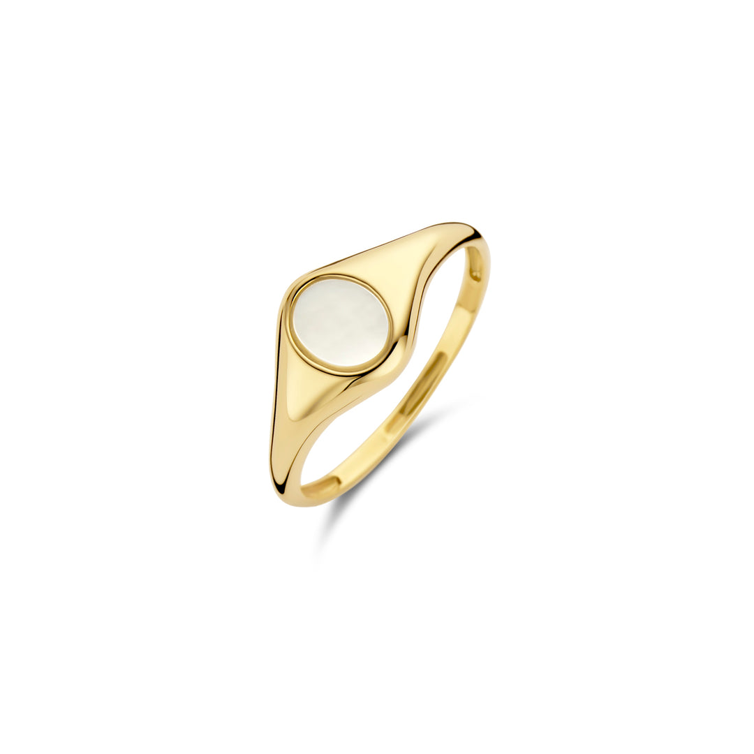 Blush - 1.4mm Mother of Pearl Signet Ring - 14kt Yellow Gold