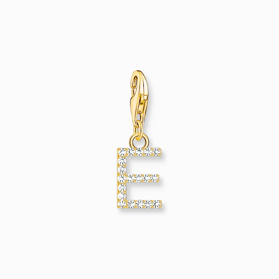 Thomas Sabo - Letter E with CZ Stones Charm - Gold