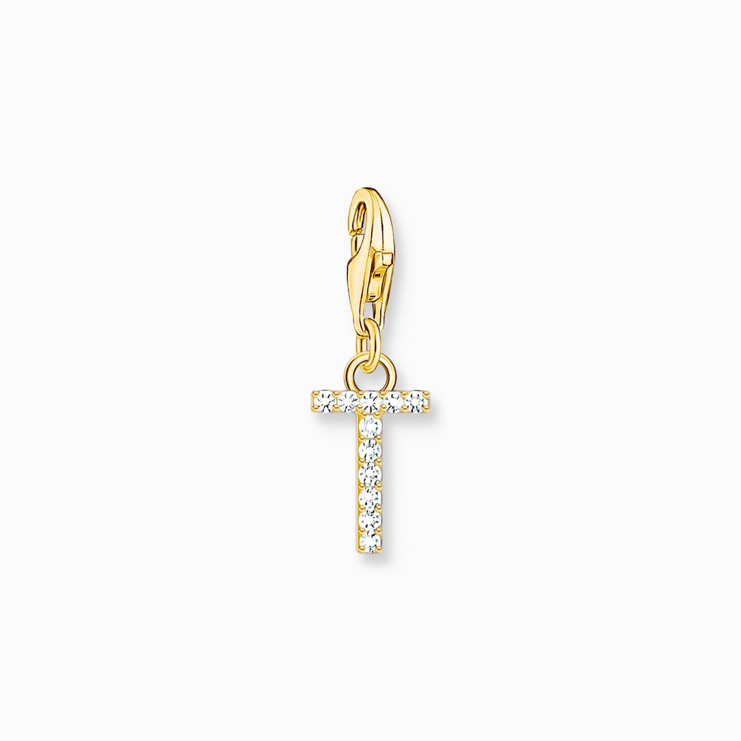 Thomas Sabo - Letter T with CZ Stones Charm - Gold