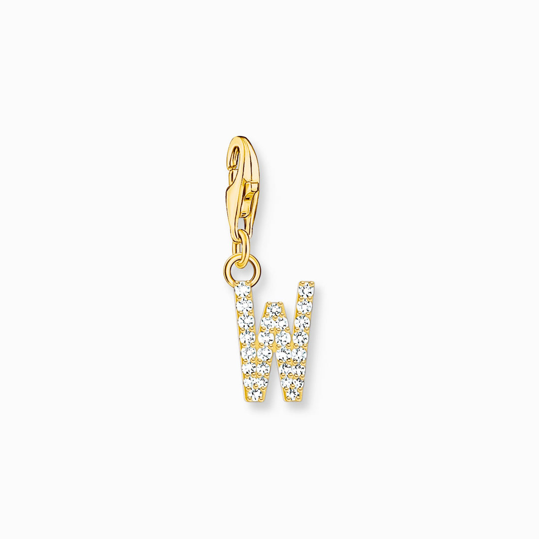 Thomas Sabo - Letter W with CZ Stones Charm - Gold