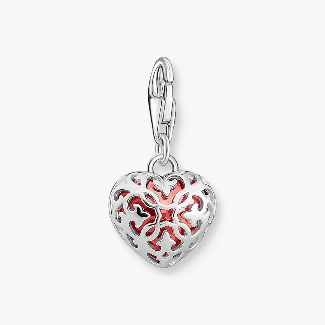 Thomas Sabo - Red Stone in Heart Charm - Silver