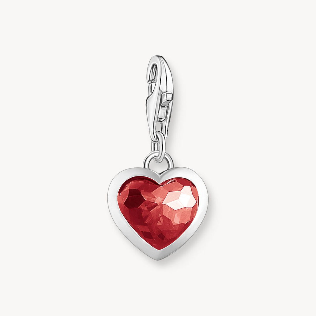 Thomas Sabo - Red Stone in Heart Charm - Silver