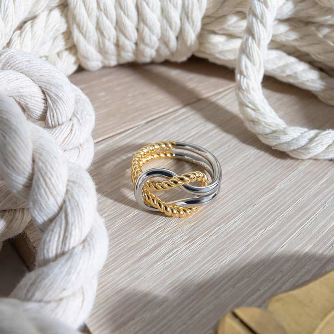 Kit Heath - Marina Rope Knot Golden Ring - Silver