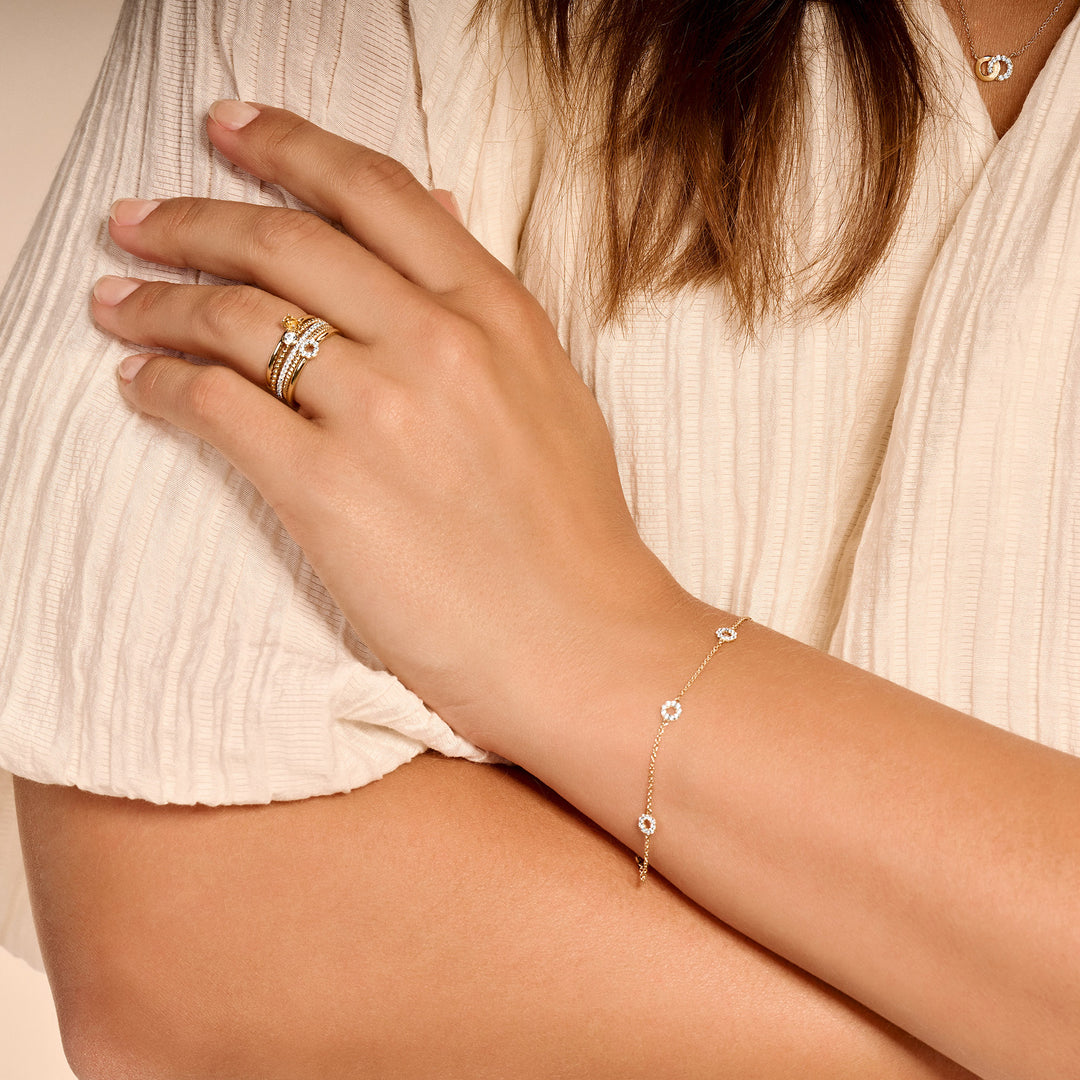 Blush - 18cm Open CZ Circle Bracelet - 14kt Yellow Gold