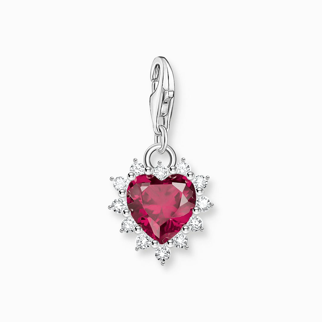 Thomas Sabo - Red CZ Pendant Heart Charm - Silver