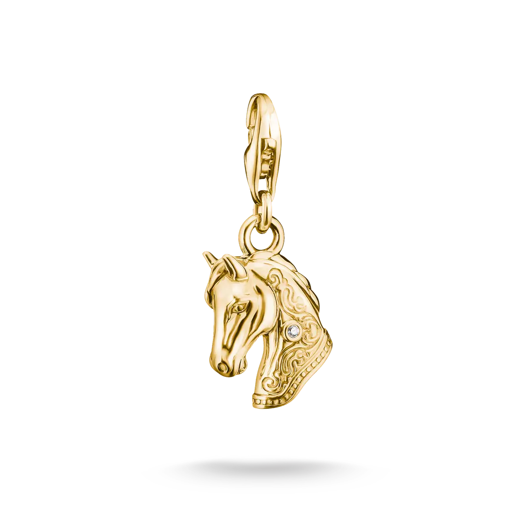 Thomas Sabo - Charm Club Horse Head With White Zirconia - Gold