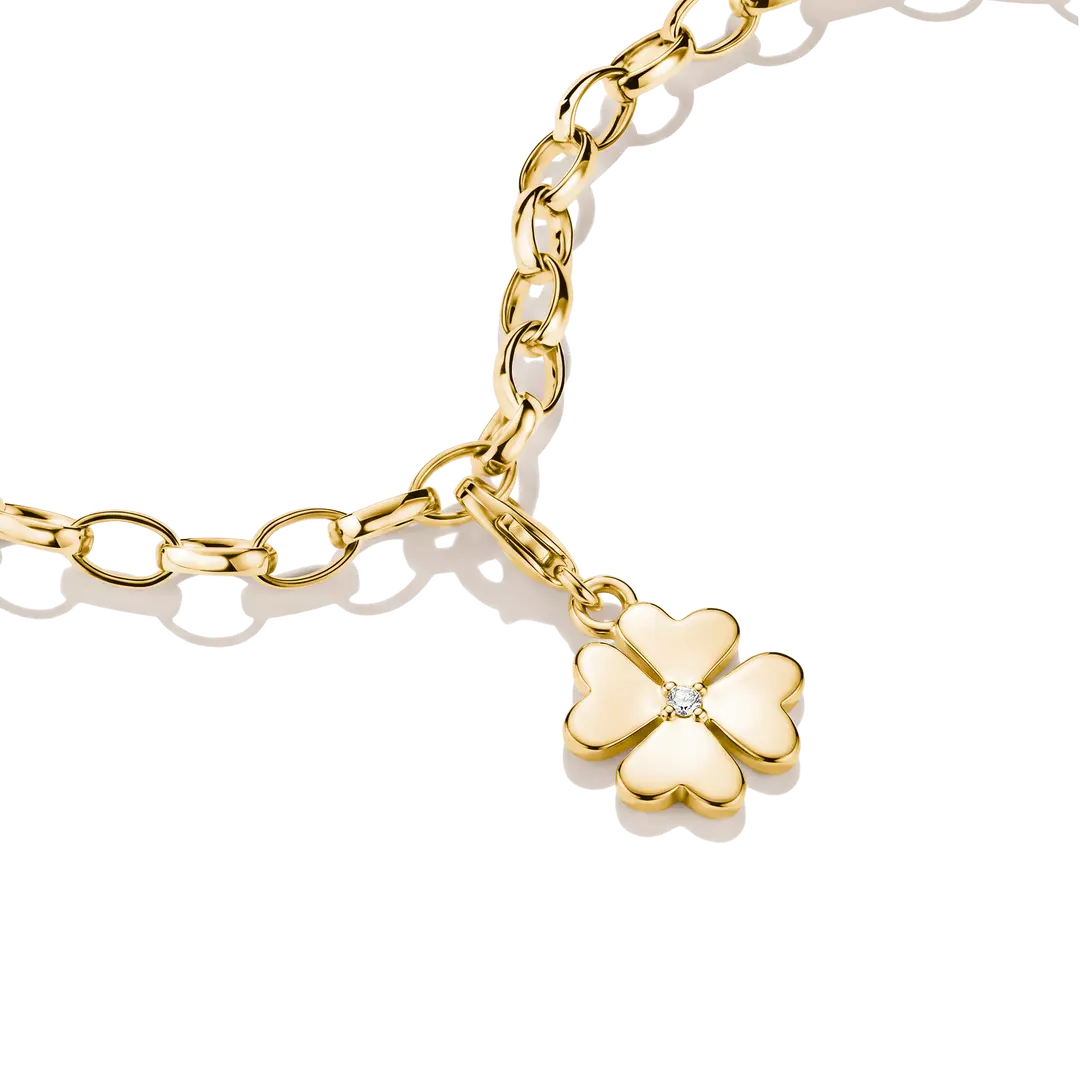 Thomas Sabo - Charm Club Cloverleaf With White Zirconia - Gold