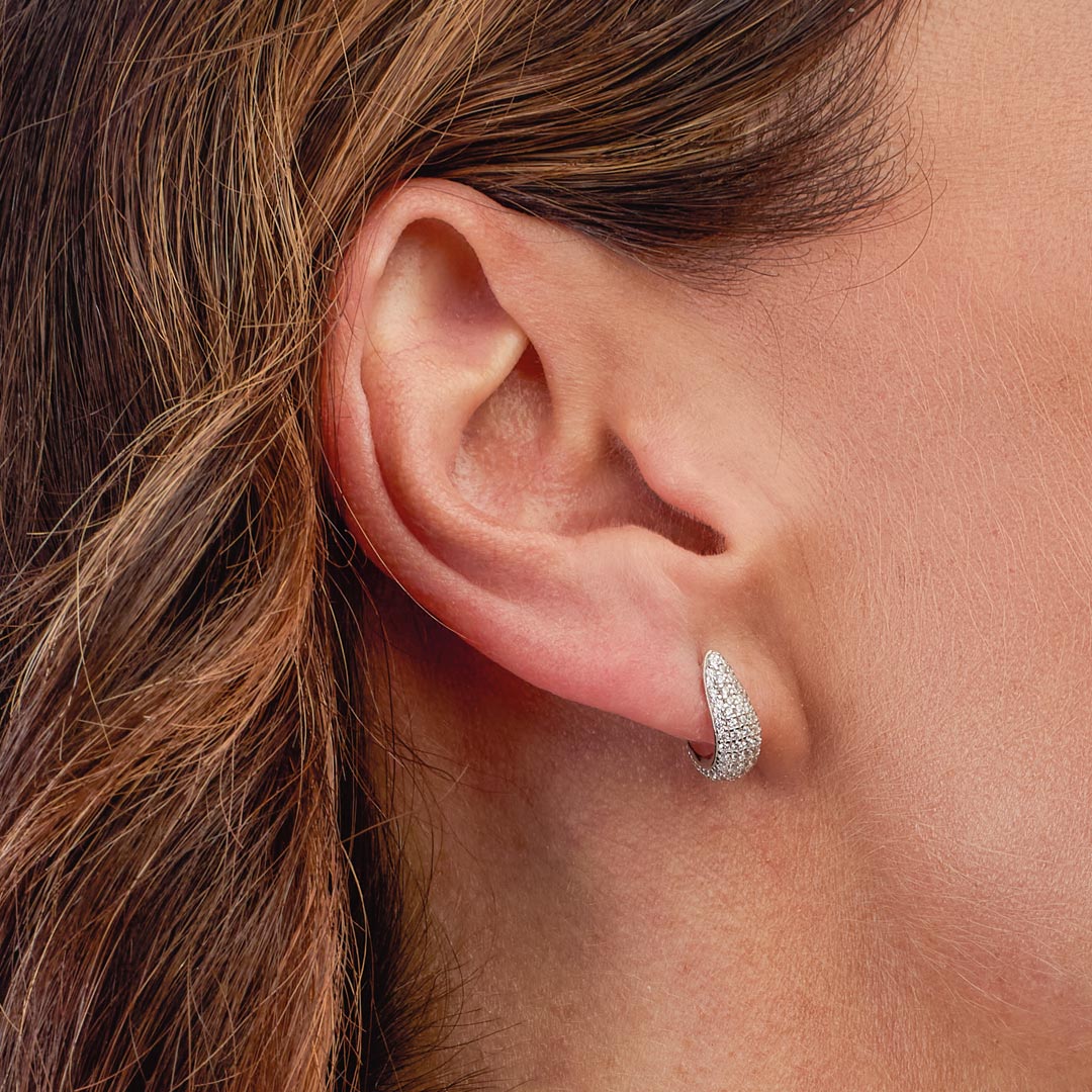 Kit Heath - Coast Tumble Glisten Pavé Hoop Earrings - Silver