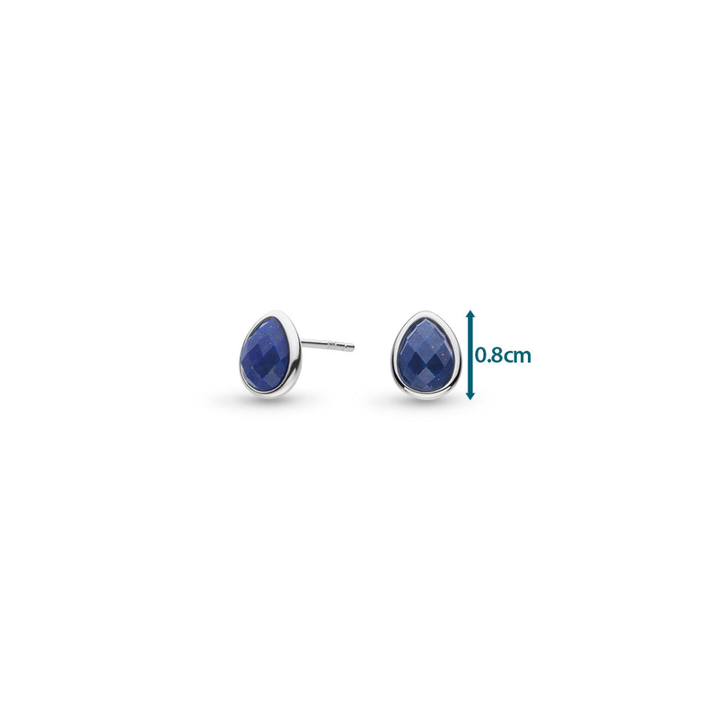 Kit Heath - Coast Pebble Azure Lapis Lazuli Stud Earrings - Silver